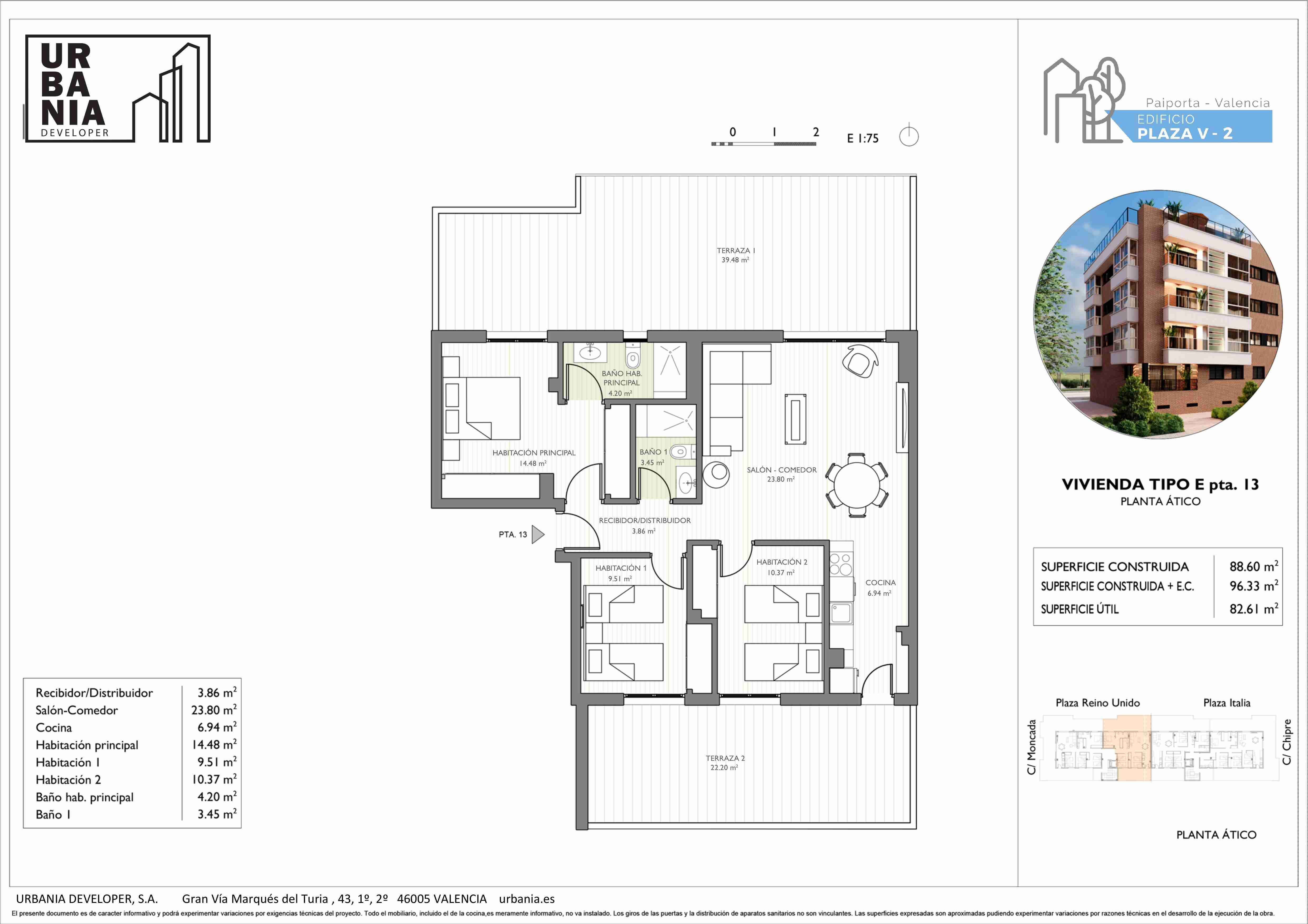 Tipología: ATICO E - Plano 1