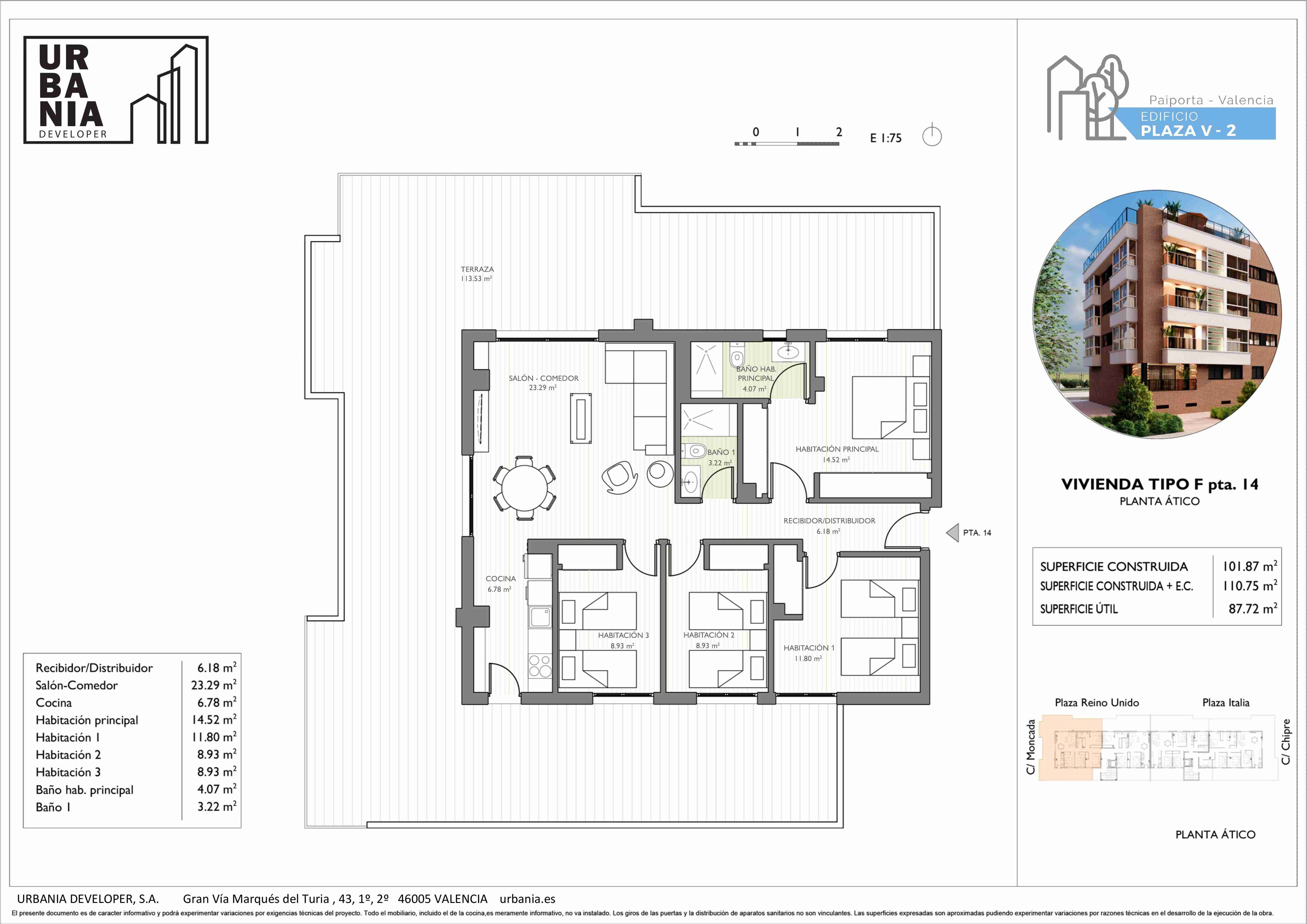 Tipología: ATICO F - Plano 1