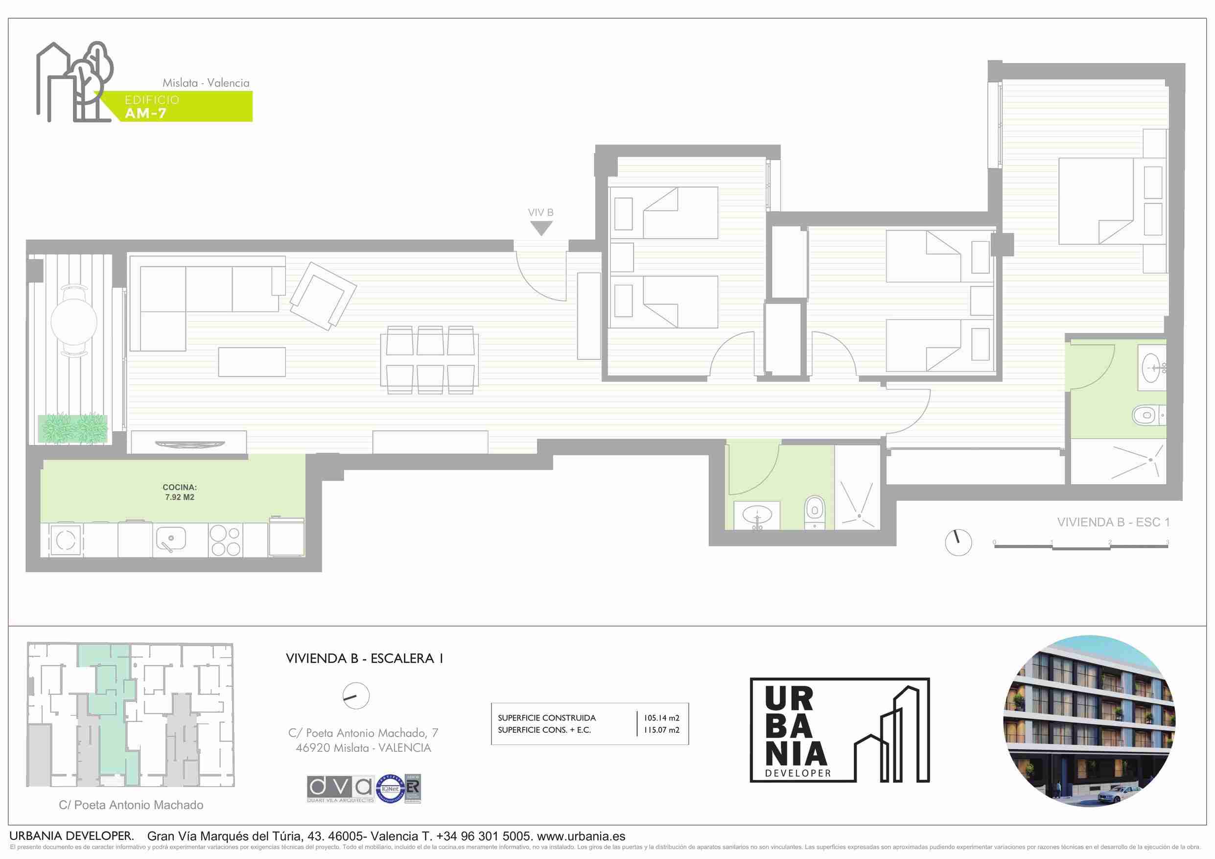 Tipología: Piso B esc.1 - Plano 1